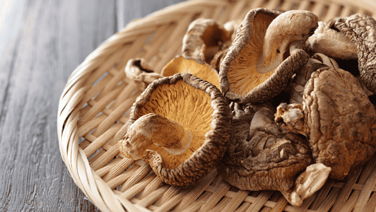 Dried Mushroom in a Basket