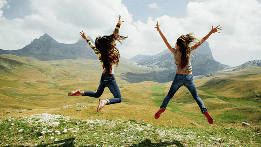 Girls Jumping with joy