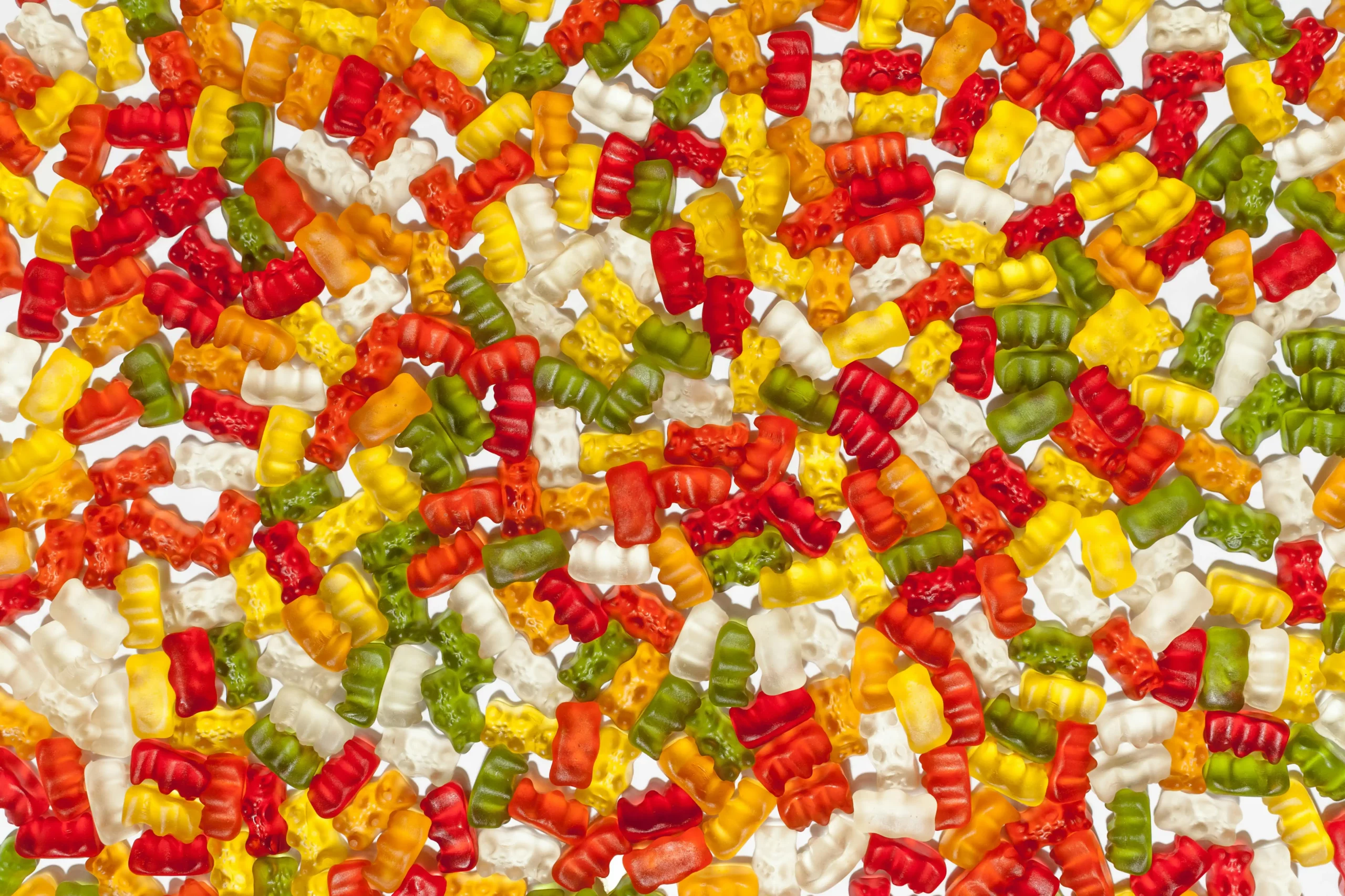 colorful gummies scattered 